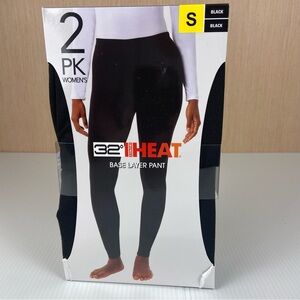 32 Degrees Heat Base Layer Pants Women’s Small Black 2-Pack Thermal NEW